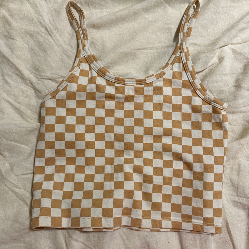 Checkered Tan and White ARQ Tank Top